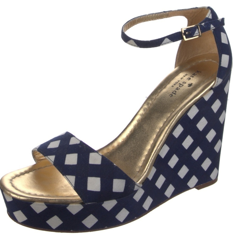 Kate Spade Gingham Wedge Platform Sandals - Picture 2 of 5
